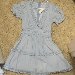 Francesca’s Light Blue Ruffle Mini Dress